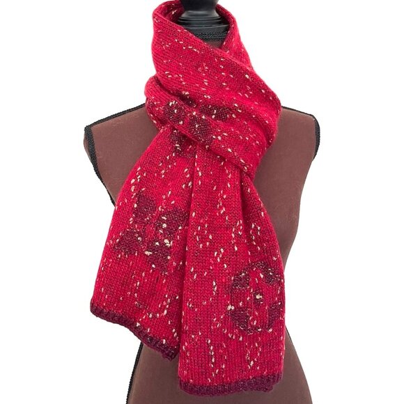 New Louis Vuitton Wool Wrap Medallion Logomania Red Burgundy Reversible Scarf - Picture 8 of 12